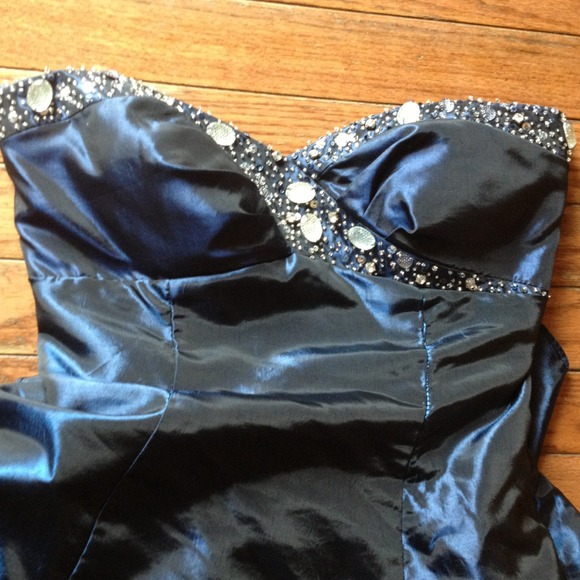 Prom dress! Navy blue, semi metallic.
