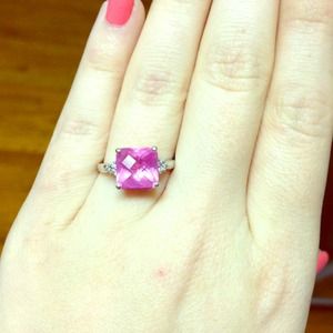 Princess cut pink sapphire ring