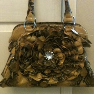 Black and yellow snake skin purse