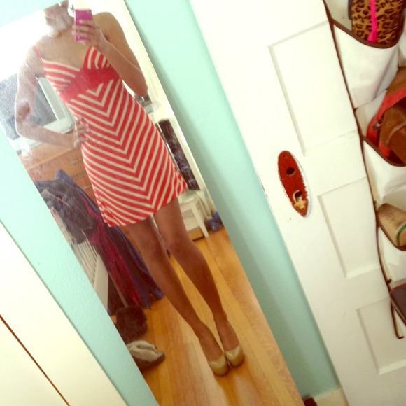 Red and white striped dress!