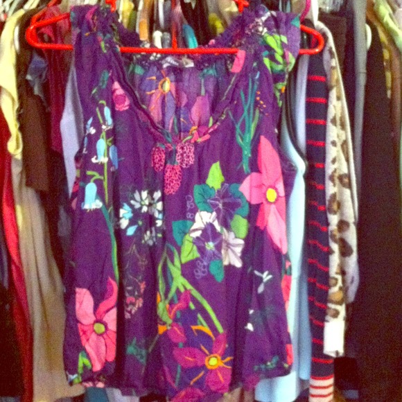 Purple flower print shirt