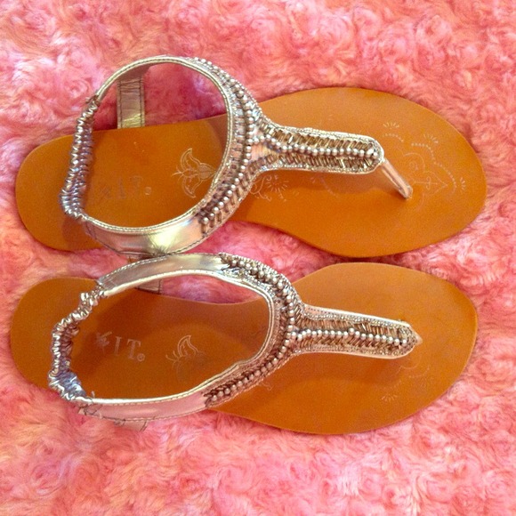 Silver beaded sandals
