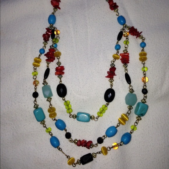 Multi strand beaded necklace