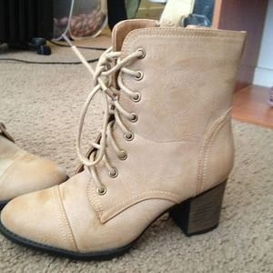 Tan combat boots