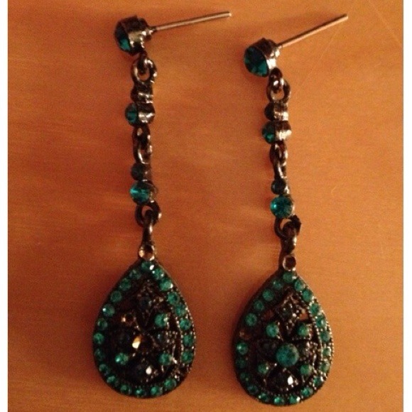 Black and teal earrings