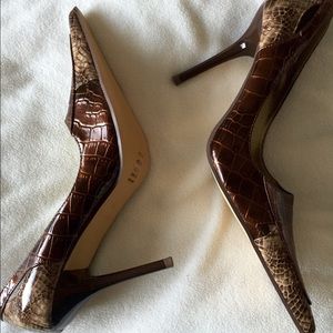 Michael Antonio faux python pointed heels