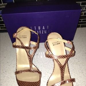 Stuart Weitzman bronze metallic strappy sandals