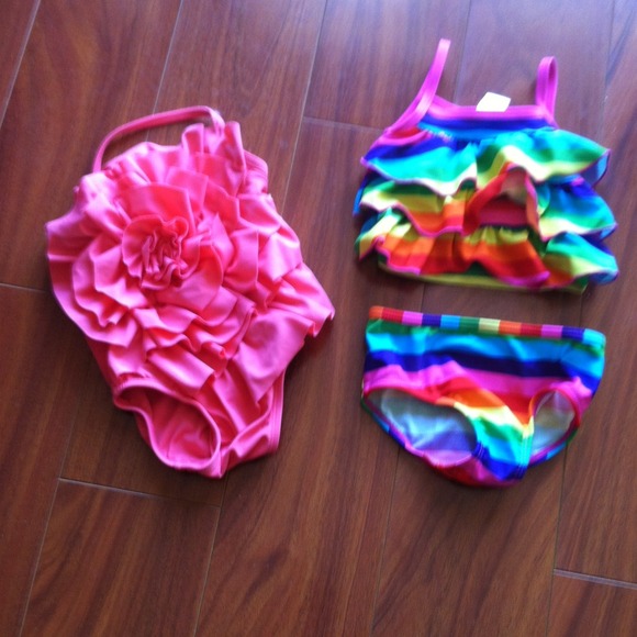 Little baby swim suits. So cute on.