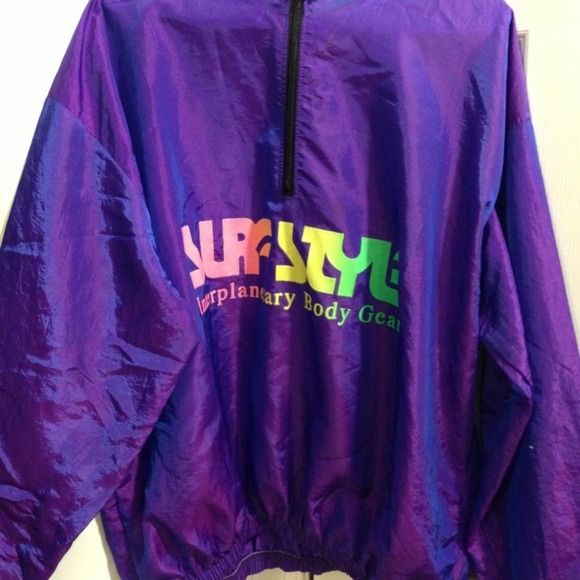 Surf style vintage rain windbreaker jacket purple
