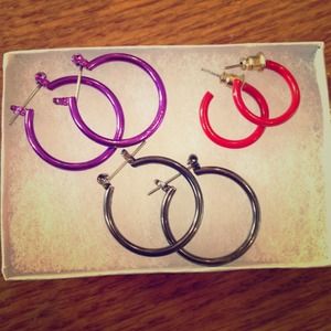 Lot of 3 Hoop Earrings