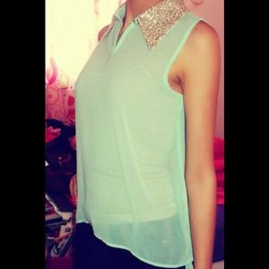 reduced light mint green high low shirt