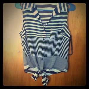 White and blue striped blouse.
