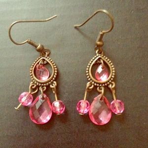 Cute pink jewel earrings