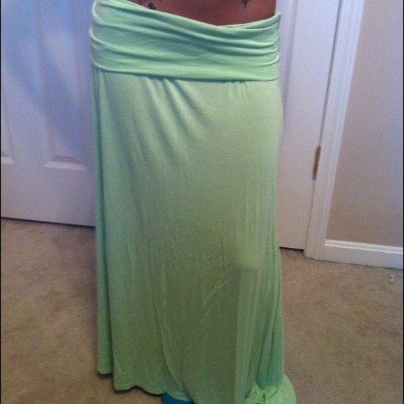 Mint colored maxi skirt