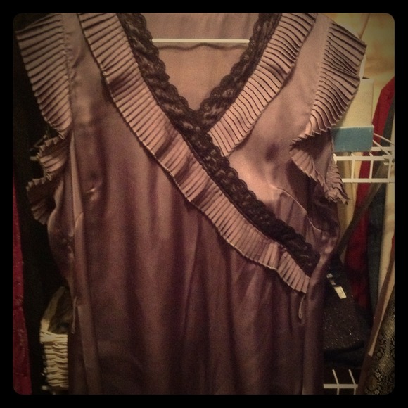 Silk charcoals gray and black top