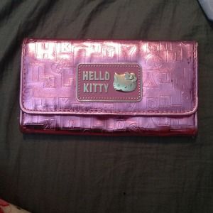 pink metallic hello kitty wallet