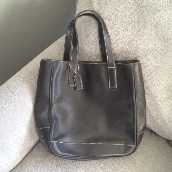 Black leather Coach tote
