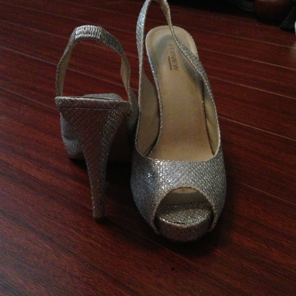 silver glitter sling back heels - Picture 2 of 3