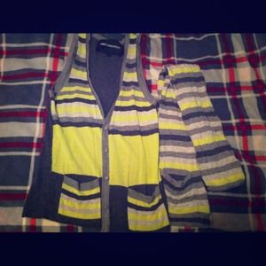 SOLD! Striped knit vest with scarf