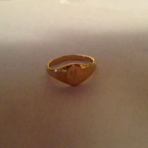 M initial signet ring gold tone size 7