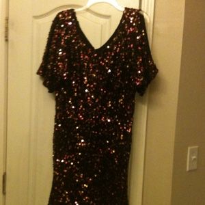 Raspberry sequined multicolor dress