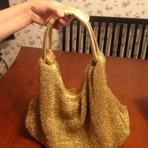 Beautiful gold beach handbag , used twice