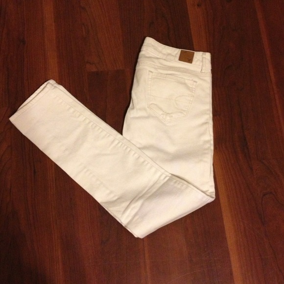 White straight leg jeans