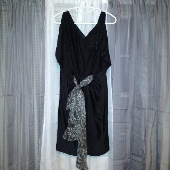 This is a black dress w / a black & white cheetah