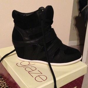 Black wedge sneakers- brand new