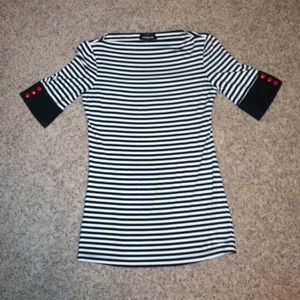 Black and white striped bebe shirt