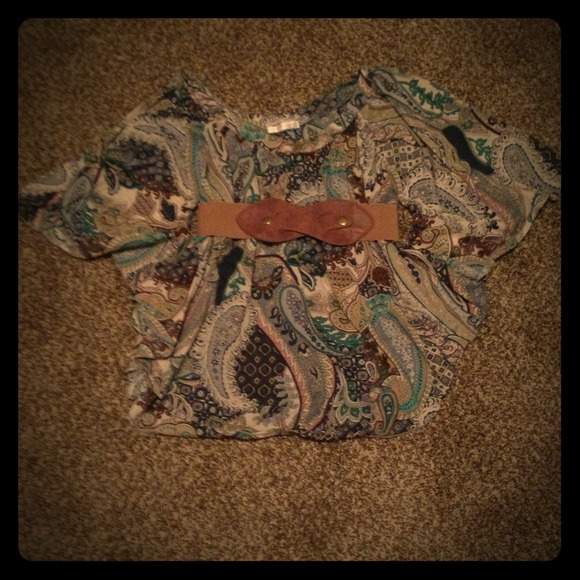 Agaci Vintage Paisley Print Belted Top