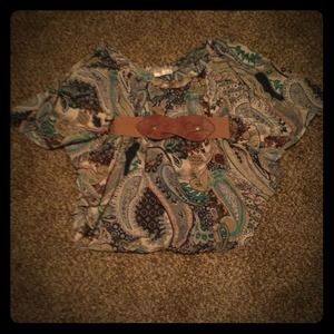 Agaci Vintage Paisley Print Belted Top