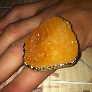 Orange quartz golden ring