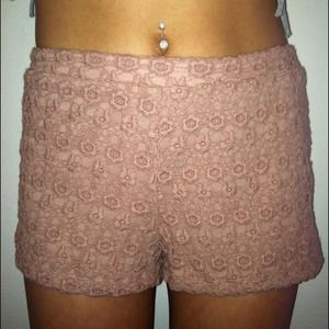 High waisted crochet pink shorts