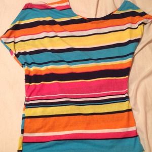Colorful striped shirt.