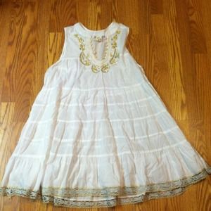Free People White Beaded Dress Size Medium!