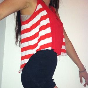Red stripped sailor crop top