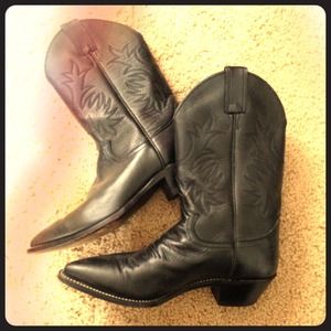 Justin's Black Leather Cowboy Boots
