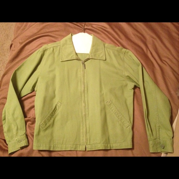 Lime green denim zip up jacket