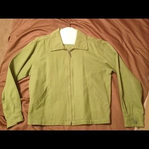 Lime green denim zip up jacket