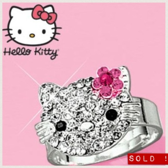 💍Silver Hello Kitty adjustable Rhinestone ring