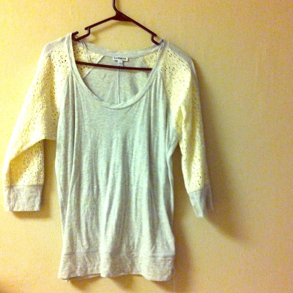 Hot grey and cream lace top.