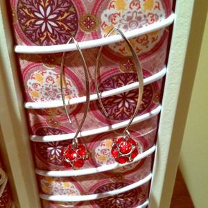 Red dangle earrings