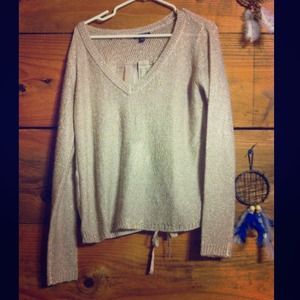 American Eagle gold/tan blouse with sheer back