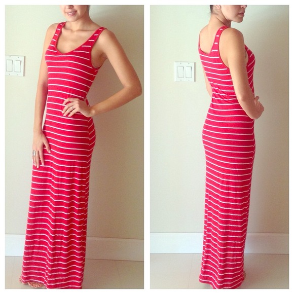 Sold but CAN be REQUESTED Red and White Maxi Dress