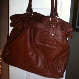 Brown Leather Bag with Side Pocket