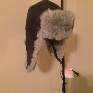 Wilson's Leather real leather real rabbit fur hat!