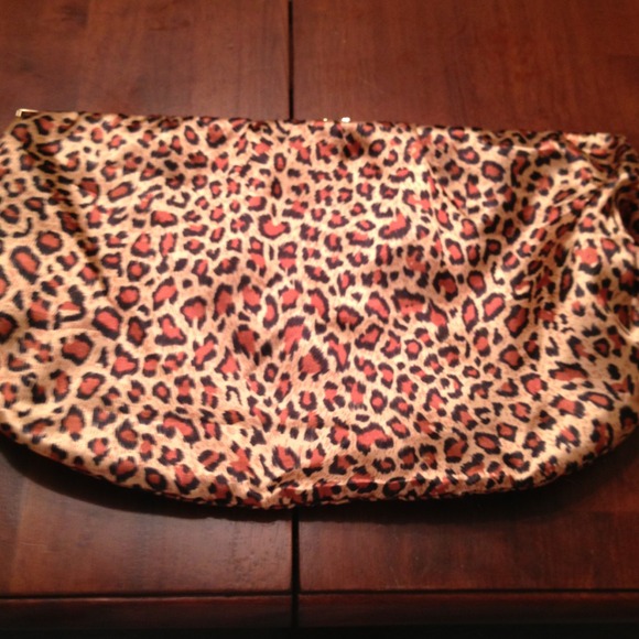 Satin Leopard Print Clutch