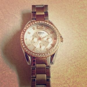 FOSSIL- watch- two tone -silver and rose gold