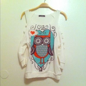 Vintage look cute owl printed top